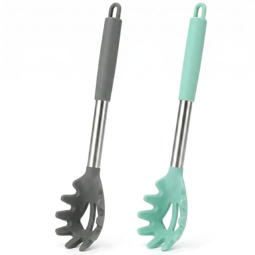 Silicone Pasta Fork Set - 2-Pack Heat Resistant 13.2" Server Spoons