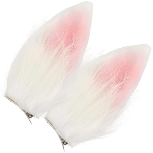 Amazleer Bunny Ear Hair Clips 2-Piece White Rabbit Ears Costume Prop