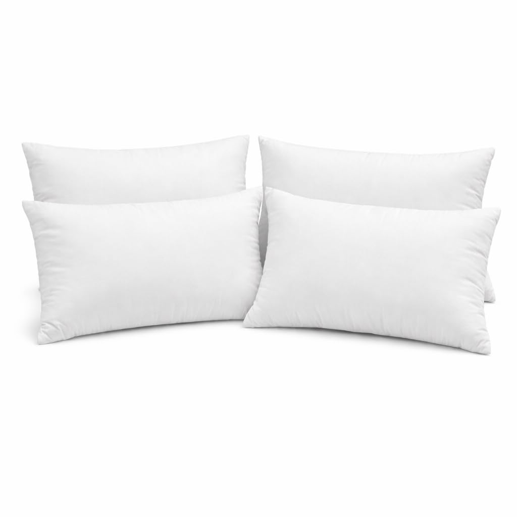 12 x 20 Pillow Inserts Set of 4 – Rectangular Cushion Forms with Resilient Polyester Fill, Soft Support for Sofa, Bed & Lumbar Covers
