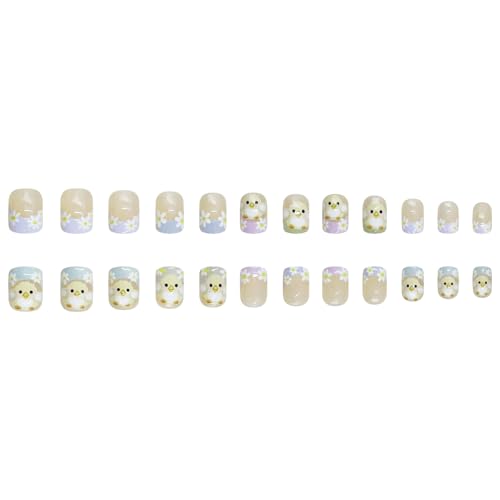 GRITOSE Easter Press on Nails Colorful French Tip False Nails