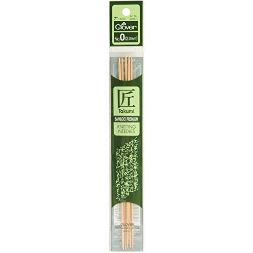Clover Takumi 7-Inch Double Point Bamboo Knitting Needles Size 10.5 (5 Pack)