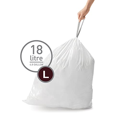 simplehuman Code L Custom Fit Drawstring Trash Bags, 20 Count - 18L