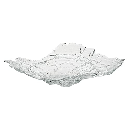 Restaurantware Vetri 18.1 x 13.6 x 3.7 Inch Glass Serving Dish 1 Durable Unique Serving Dish - Seashell Design Dishwashable Clear Glass Dinnerware For Hot & Cold Foods