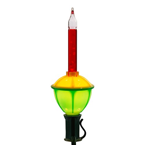 7-Light Bubble Light Set for Holiday Decor - Green Wire, Glass Bulbs