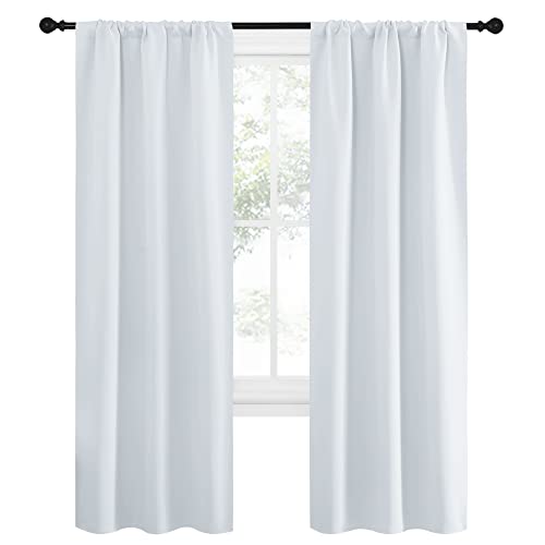 NICETOWN Thermal Insulated Blackout Curtains, 34" x 72", Greyish White, 2-Pack