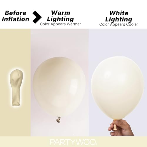 PartyWoo Beige Balloons - 127pcs in Various Sizes (5-36 Inch)