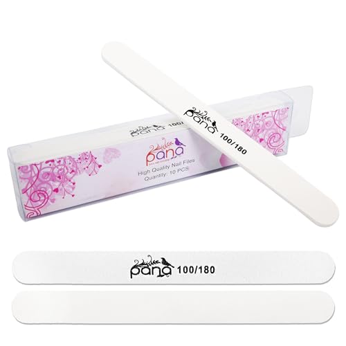Pana Professional White Round Emery Board Nail Files 100/180 Grit 10-Pack
