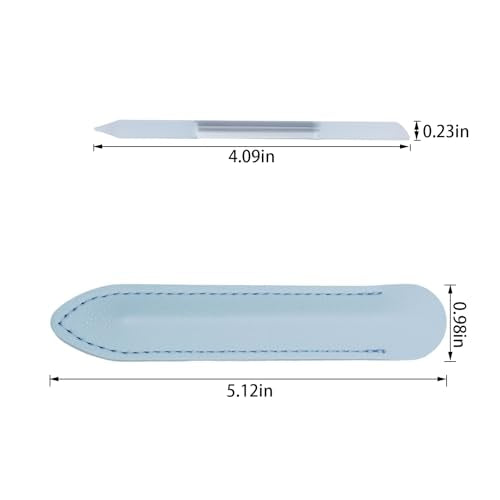 Glass Cuticle Pusher Tool 2 Pack with Blue Leather Case, Nail Care