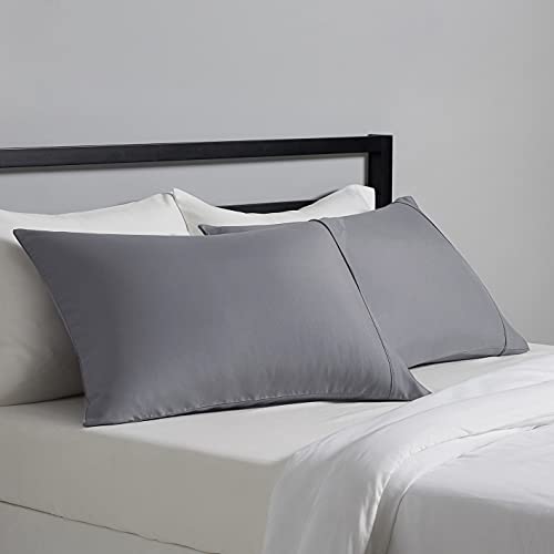 Amazon Basics King Pillowcases - Soft Microfiber, Dark Gray, Set of 2
