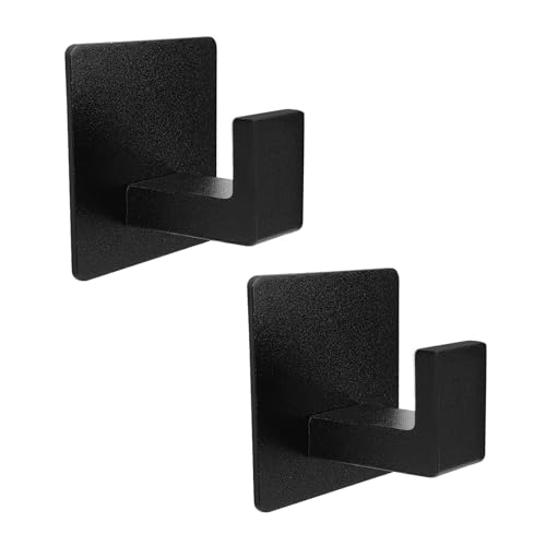 Self-Adhesive Heavy-Duty Wall Hooks - Matte Black Square Organizer for Bathroom Kitchen Bedroom Office