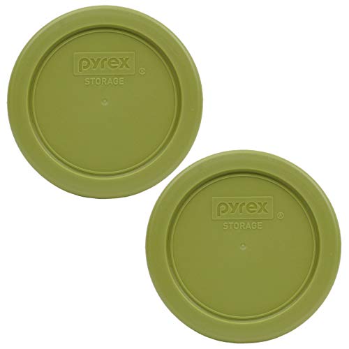 Pyrex 7202-PC 1-Cup Olive Green Food Storage Replacement Lids (2-Pack) - BPA-Free & Dishwasher Safe