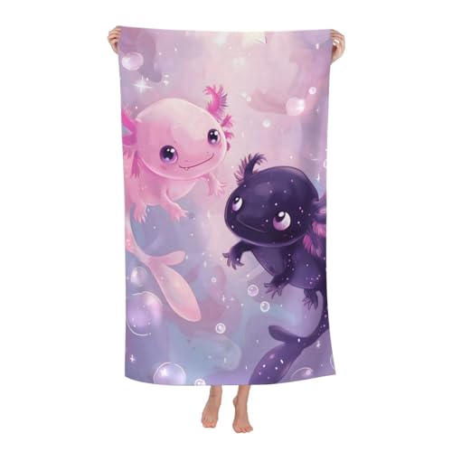 Axolotl Beach Towel - Quick Dry, 100% Cotton, 52" x 32"