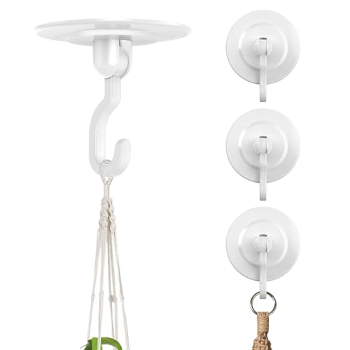 Heavy Duty Adhesive Hooks for Wall & Ceiling - 4-Pack, 3 lbs Capacity, 360° Adjustable, No-Drill Installation