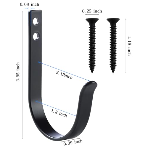 IBERDE 5 Black Stainless Steel Heavy Duty Wall Hooks for Outdoor & Indoor Use