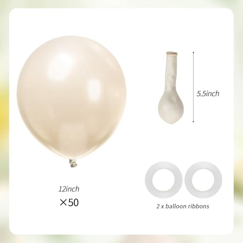 50pcs 12-Inch Double-Stuffed Pearl White Balloons for Party Decorations