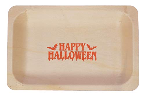 7" Happy Halloween Disposable Wooden Plates - Pack of 25