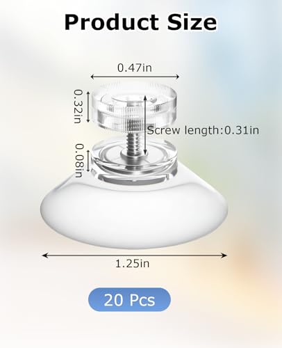 20 PCS 32mm Small Suction Cups with Screw Nut - Clear PVC for Hanging