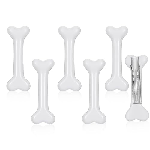 White Bone Hair Clips 6-Piece Set Dog Bone Barrettes for Women and Girls