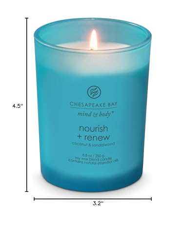 Chesapeake Bay Candle Mind & Body Nourish + Renew Jar Candle - Coconut & Sandalwood, 8.8 oz