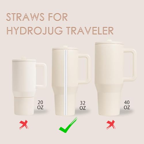 4 Pack Replacement Straws for HydroJug Traveler 32oz - 7.67 Inch Length, BPA-Free Tritan