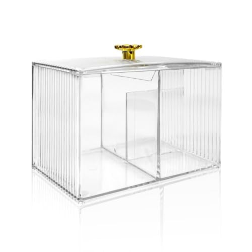Transparent 3-Compartment Cotton Swab Holder Organizer