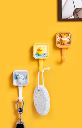 Bounce Squirrel Adhesive Wall Hooks - Cute Support for Keys & Towels, Waterproof & Easy Install