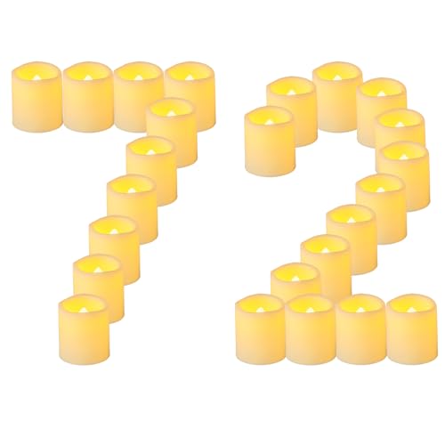 72 Pack Battery Operated Flameless LED Tea Lights - Flickering Votive Candles for Wedding Halloween Christmas