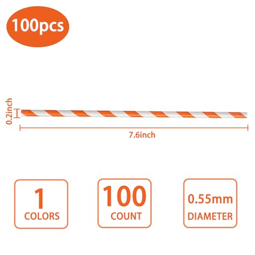 100 Pack Orange Spritz Straws for Aperol Cocktails - Biodegradable