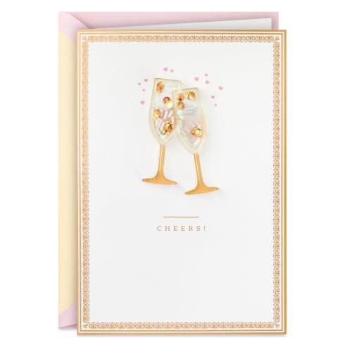 Hallmark Signature Anniversary Card, Cheers Champagne Design, 5x7.2 In