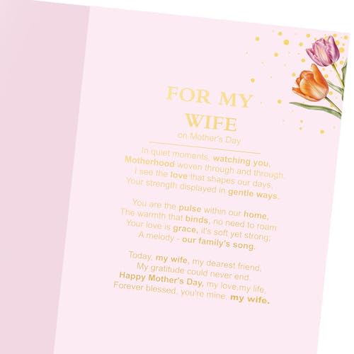 Happy Mother's Day Card for Wife with Poem & Envelope - 5x7
