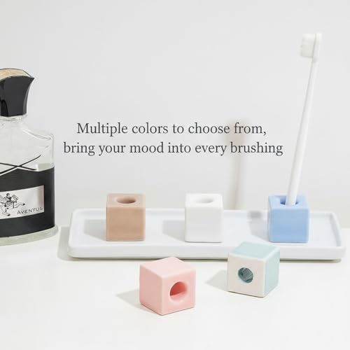 Airmoon Mini White Ceramic Toothbrush Holder - Multi-Functional Organizer for Bathroom