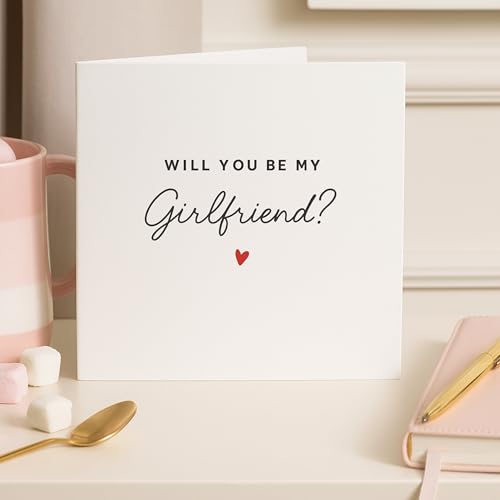 Will You Be My Girlfriend Card - Romantic Minimalist Proposal Note