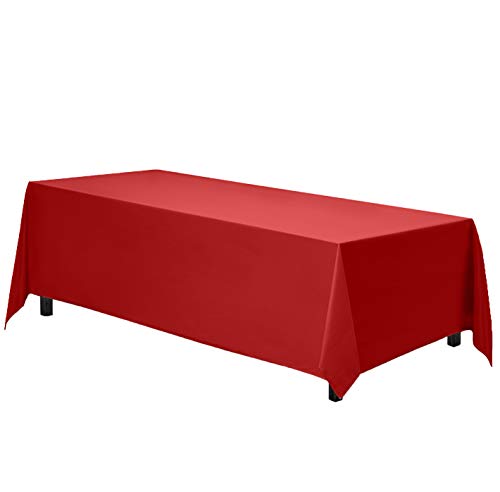 Gee Di Moda Rectangular Tablecloth 70 x 120 Inches Red for 6-8 Foot Tables - Heavy Duty Washable Fabric for Events