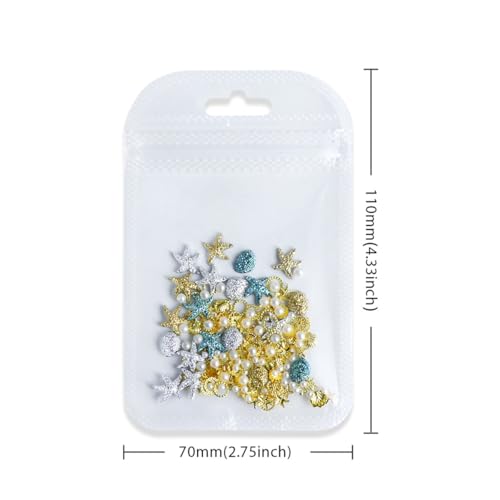 OSTTMA 100Pcs Summer Nail Charms 3D Seashell Starfish Pearls Rhinestones