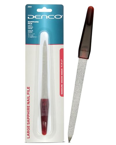 Denco Large Sapphire Nail File – Double-Sided Metal Grit Shaper with Protective Sheath