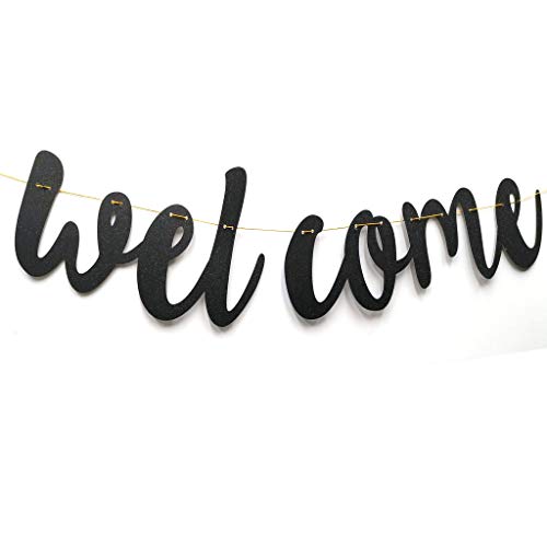 Welcome Back Black Glitter Banner - 5.5"H x 6.5'L for Parties