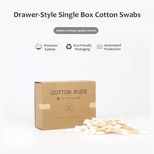 Eco-Friendly Bamboo Cotton Swabs 200pcs Biodegradable Double-Tipped Buds