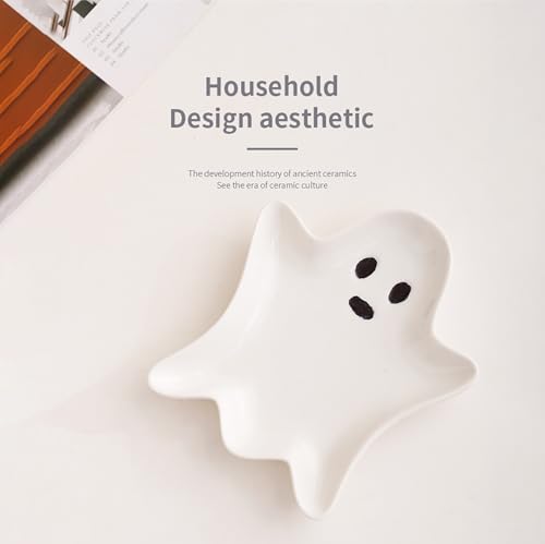 Ceramic Ghost Trinket Dish | Halloween Jewelry Storage Tray
