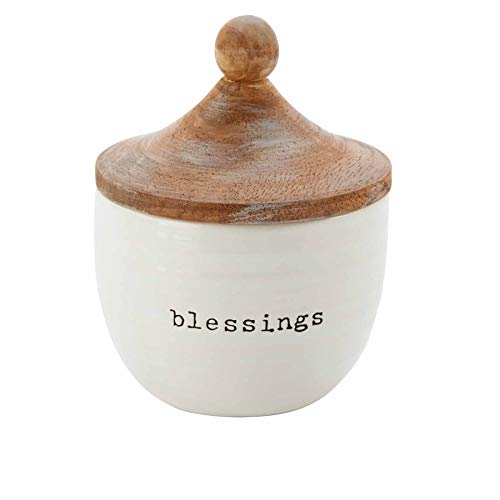 Mud Pie Blessings JAR, White, jar 6"" x 4 1/2"" Dia | Slip 2 1/4"" x 2 1/2"""