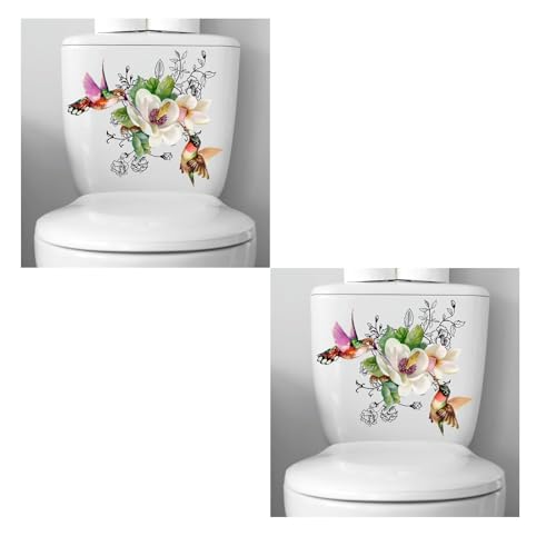 Birds Flowers Butterfly Toilet Seat Lid Stickers Waterproof Decals