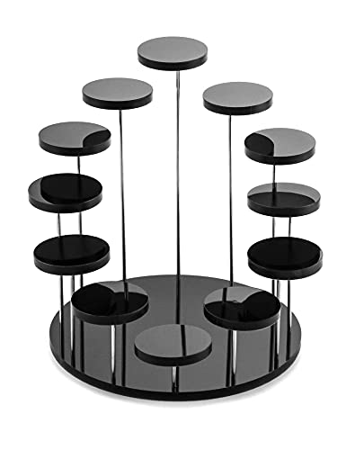 QWORK 12-Tier Round Acrylic Display Riser Stand - Black Jewelry Organizer