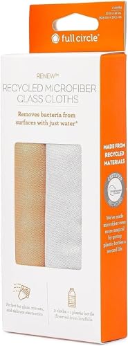 Full Circle Microfiber Glass Cleaning Cloths - Eco-Friendly, Streak-Free Shine, Set of 2