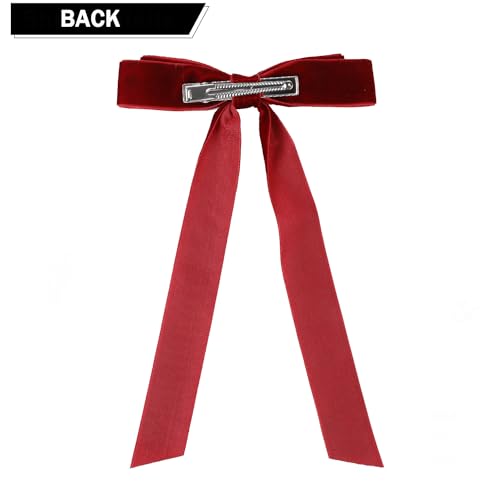 Hipcheer Large Velvet Hair Bow Clips - 5 Inch Wine Red Bows, 2 Pack