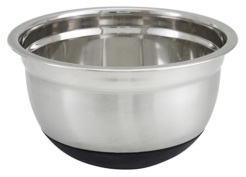 Winco 1.5 Quart Stainless Steel Mixing Bowl with Non-Slip Silicone Base