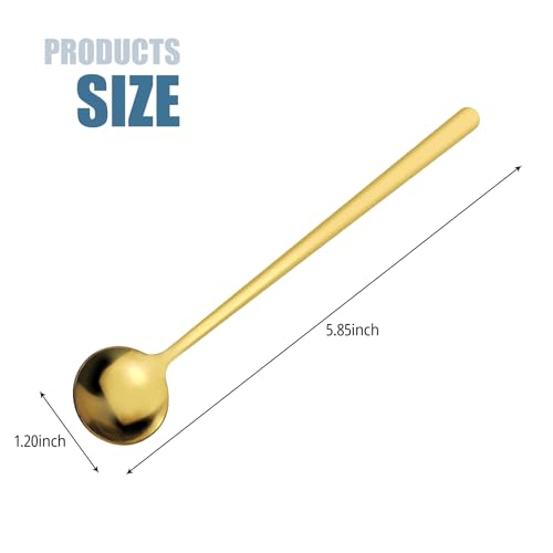 Gold Stainless Steel Coffee Spoons Set - 3 Pack Dessert Spoons