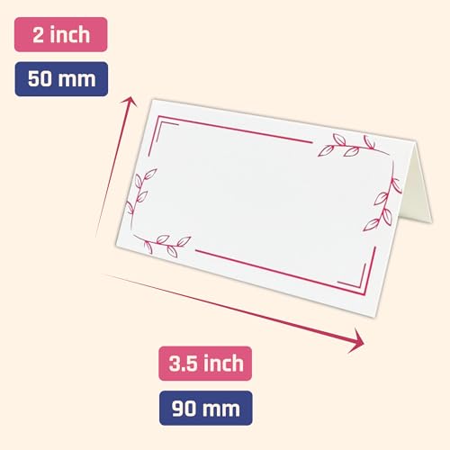 TownStix Pink Floral Name Place Cards for Table Setting, 150 Pack