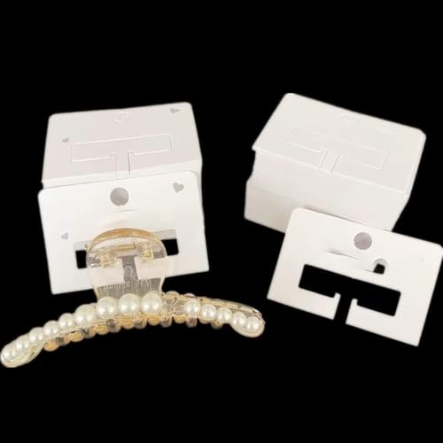 100 Pcs White Hair Clip Display Cards for Hair Bows & Barrettes