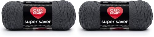 Red Heart Super Saver Yarn Solid Charcoal Pack of 2 - Medium Weight Acrylic