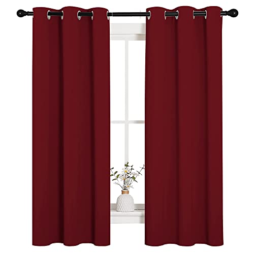 NICETOWN Burgundy Red Blackout Curtains - 34x63 inch Pair