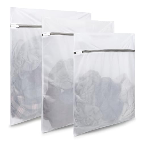 YC Kitchen 3-Piece Mesh Laundry Bag Set with Locking Zipper for Delicates